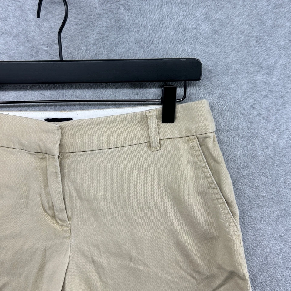 Pantalones Cortos J.CREW Mujer Talla 4 Beige Frente Plano Chino Caquis Algodón Foto 3 de 4