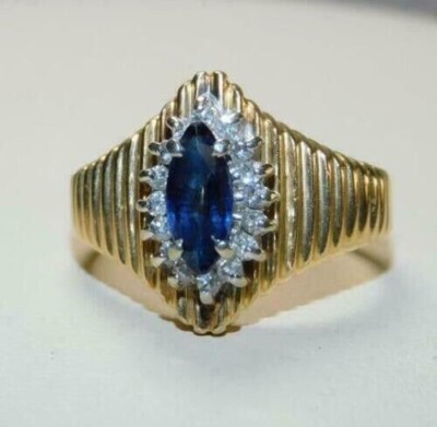 2Ct Marquise Simulated Sapphire Women Wedding Ring 14k Yellow Gold Plated Silver