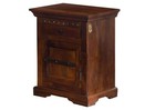 Kolonial-Stil Nachttisch Nachtschrank Akazie Holz dunkel massiv Nachtkommode