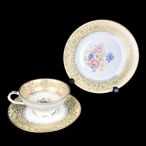 Vintage Schirnding Porzellan Bavaria Fine Porcelain Teacup Set Trio - Picture 7 of 8