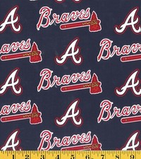 MLB Atlanta Braves Cotton Fabric Base Ball Team Sold by The 1/4 Yard
