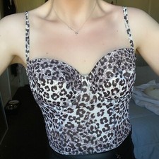 Vintage Leopard Bustier Crop Top 36c 38c M L Vtg 8/10 Animal Print