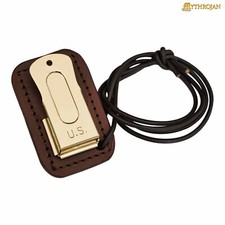 Pet Training Clicker U.S. WII Engraved Brass Steel Clicker with Leather Sheath