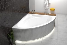 Baignoire d'angle en coin acrylique Luksja 148x148 cm tablier siphon silicone
