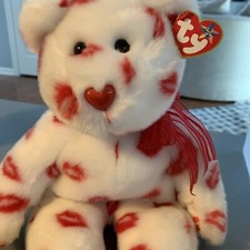 TY Beanie Buddy - SMOOCH the Kisses Bear (13.5 inch) - MWMTs Stuffed Animal Toy