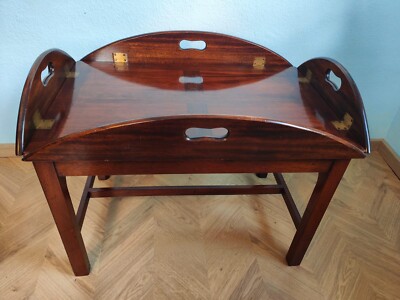 Tablett Tisch in massivem Mahagoni im Stil des Jugendstil Arts and Crafts