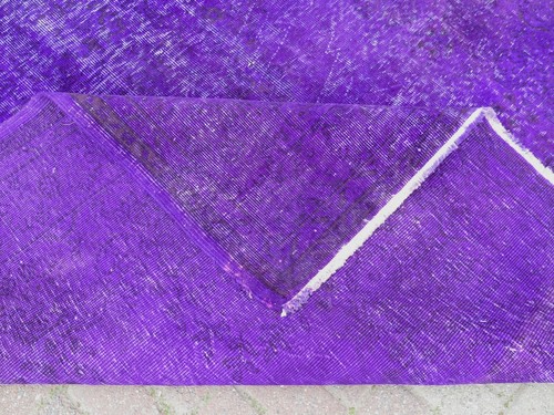 Vintage Turkish Overdyed Rug, Carpet, Purple Color Wool Rug Handmade Rug 78X121" - Picture 12 of 12