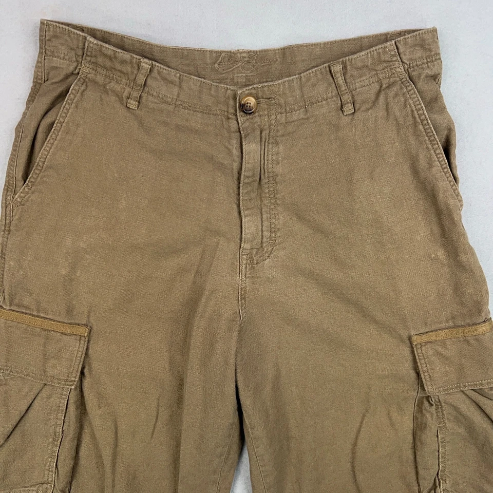 Shorts masculino Sean John 36 marrom mistura de linho carga folgada skate urbano Y2K - Imagem 2 de 4