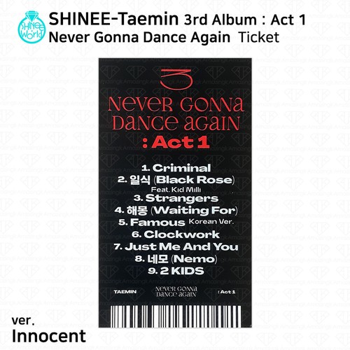 SHINee Taemin 3nd Album Act 1 Never Gonna Dance Again Photocard Photo Slide KPOP - Picture 28 of 28