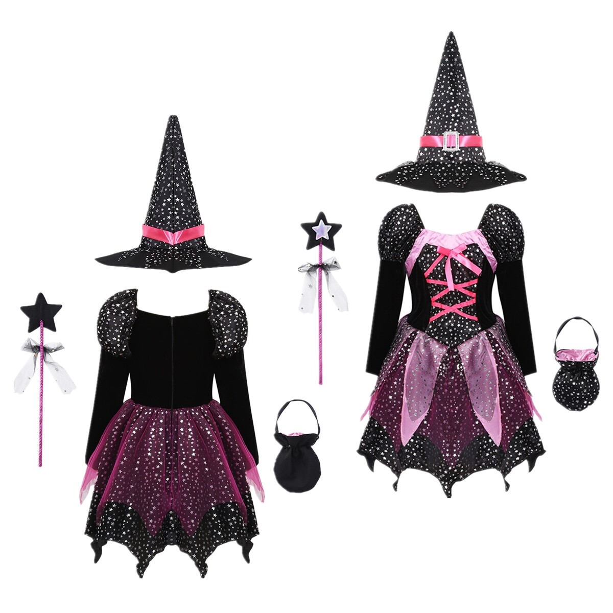Witch Costume Girls Long Sleeves Dress 