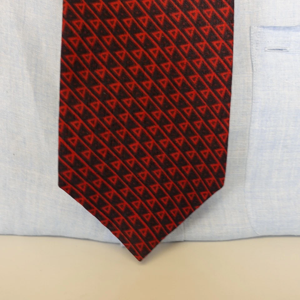 Corbata para el cuello para hombre CALVIN KLEIN rojo geométrico a rayas traje de seda diseñador de vino ancho EE. UU. Foto 2 de 4
