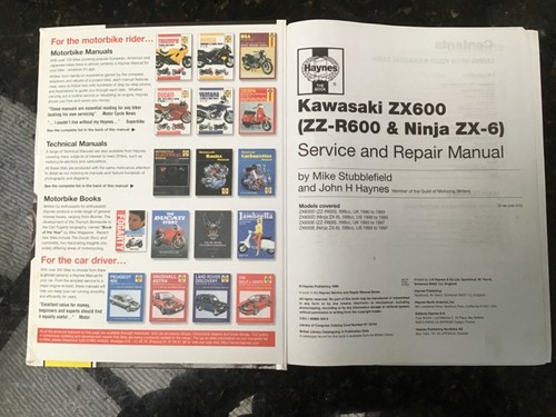KAWASAKI ZX600 (ZZ-R600 & Ninja ZX-6) 90 to 1997 SERVICE REPAIR MANUAL BY HAYNES - Picture 2 of 6
