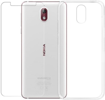 For NOKIA 3.1 TEMPERED GLASS SCREEN PROTECTOR + CLEAR SILICONE TPU CASE COVER