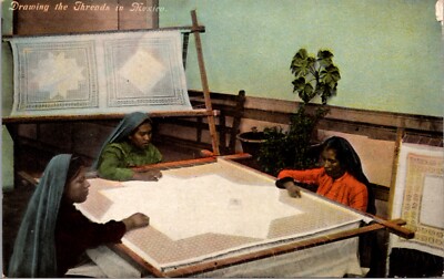 Postcard Women Drawing the Threads in Mexico