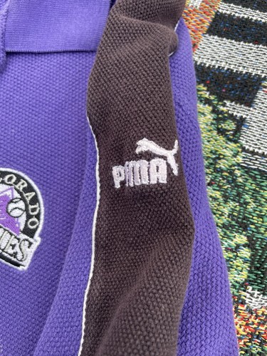 Vintage 90s PUMA Colorado Rockies Short Sleeve Polo Shirt Men's Medium Purple - Picture 5 of 6