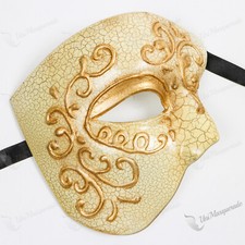 Gold Half Face Phantom of the Opera Venetian Costume Masquerade Mask Mardi Gras