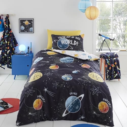 Bedlam Galaxie Planeten Bettbezug Einzelbett 200X140Cm Wendbar Jungen Weltraum-image