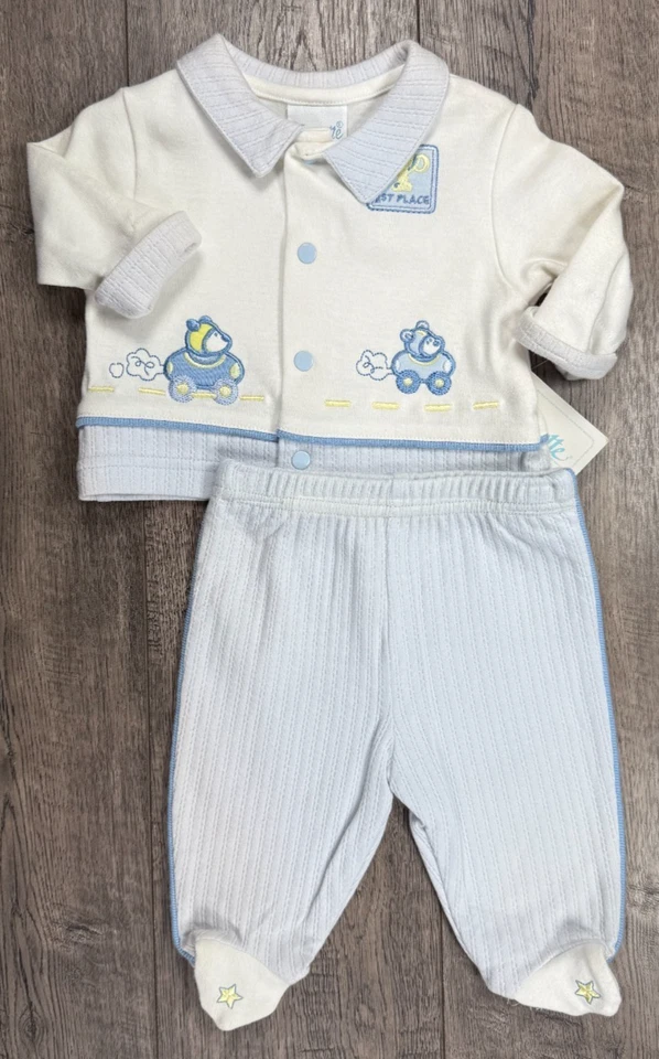 Baby Boy одежды новый винтажный Nannette 0-7 фунтов Preemie 3шт синий 1-е место наряд - Изображение 2 из 4