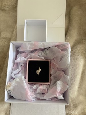 Pandora Ring Doppelherz 585 Gold 14 Karat Cubic Zirkonia Gr. 54 Damen Neu