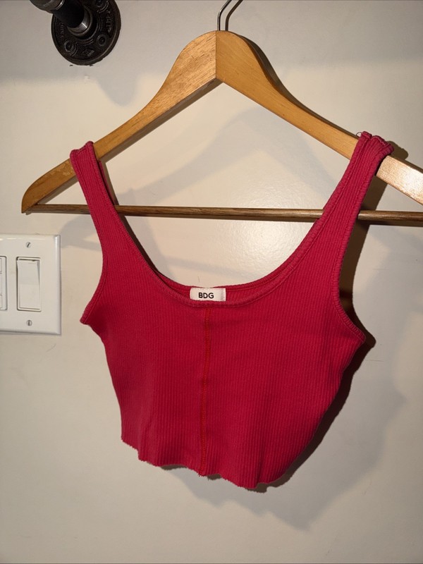 BDG Cropped Cut Off Hot Pink Tank Top With Stitching Detail Size XS