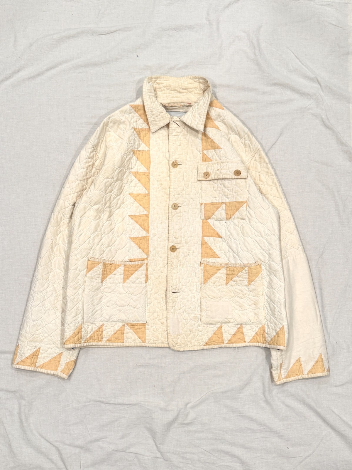 BODE Quilted Patchwork Jacket Ivory/Yellow Ralph … - image 1