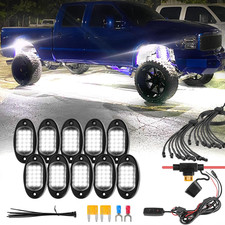 10 Pods Waterproof White LED Rock Lights Kit for Jeep, Truck, ATV, UTV