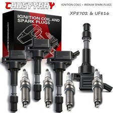UF816 Ignition Coil Pack 27300-2E601 and Iridium Spark Plugs Set of 4 Fit For Hy