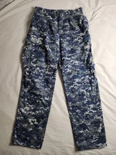 Vintage US Navy Military Camo Pants Trousers Mens Size Medium Blue Cargo USA EUC