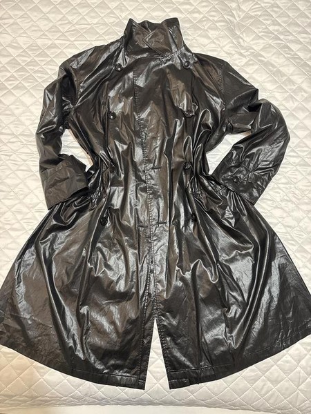 Women Akris Trench Coat Black Polyester M