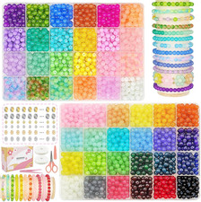 3000pcs 6mm Glass Beads Bracelet Making Kit, 48 Colors Glass Crystal Beads for J