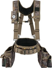 Men's Large Pocket Tool Belt with Suspenders, 4 Inch Padded Tool Belt, Steel