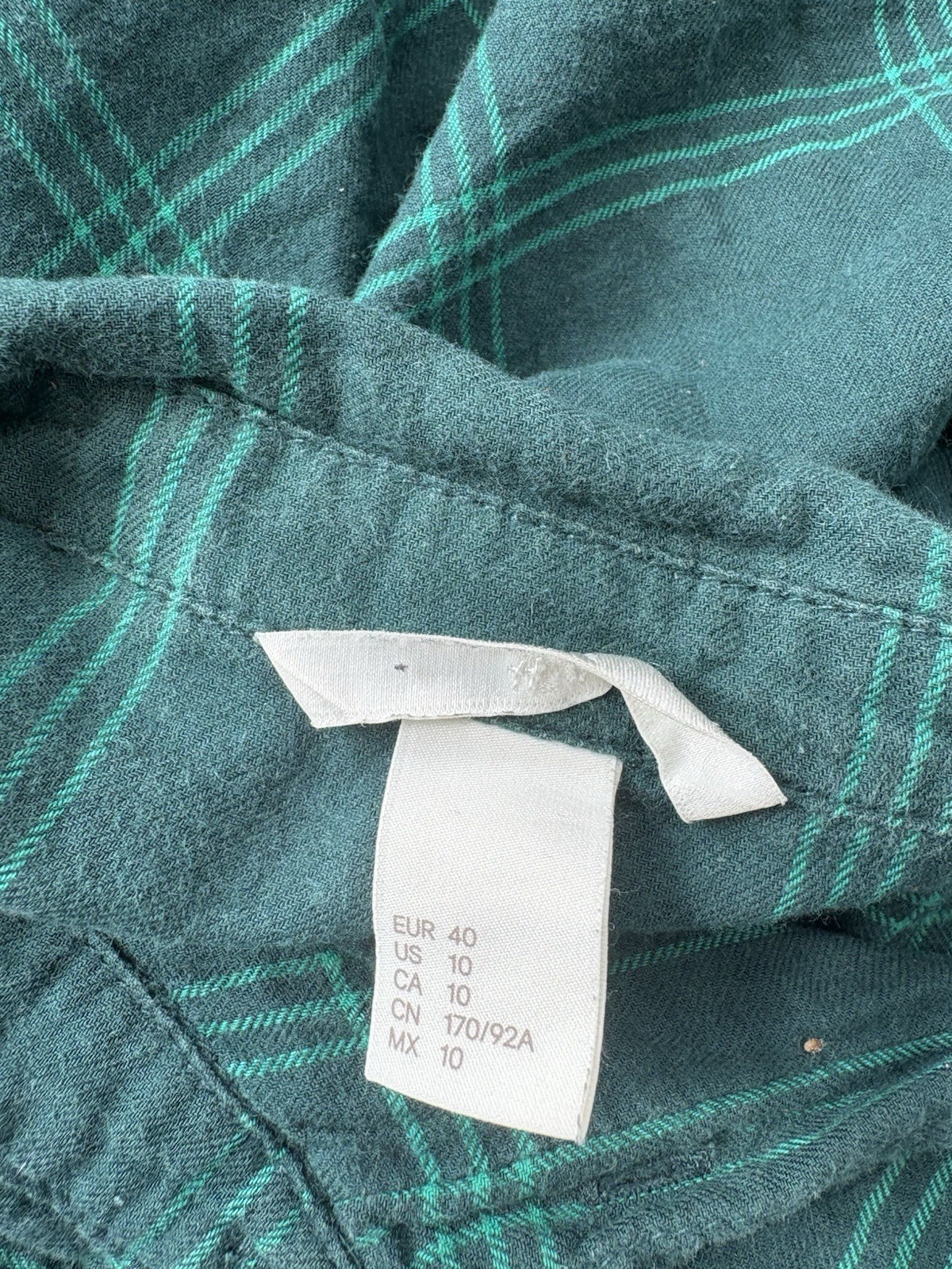 H&M Green Check Shirt Size 10 Long Sleeve Cotton Button Up Womens thumbnail 10