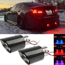 For Lexus IS 250 350 Carbon Fiber 2.5" to 3.5" Exhaust Tip Muffler w/ LED Light