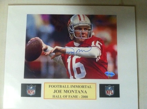 Autograph Joe Montana 5x7 color photo mounted to 8x10 w/coa