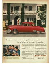 1947 Studebaker Commander Regal De Luxe Red 2-door Coupe Vintage Print Ad