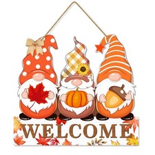Thanksgiving Welcome Gnome Door Signs Fall Decoration for Front Door Porch Home