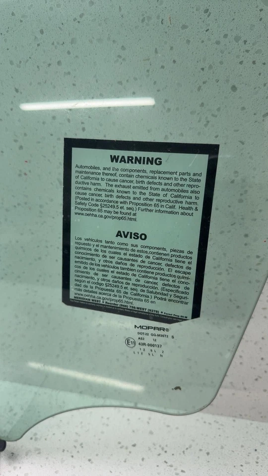 13 14 15 16 DODGE DART Front Door Glass/window Dodge Left - Image 4 of 4