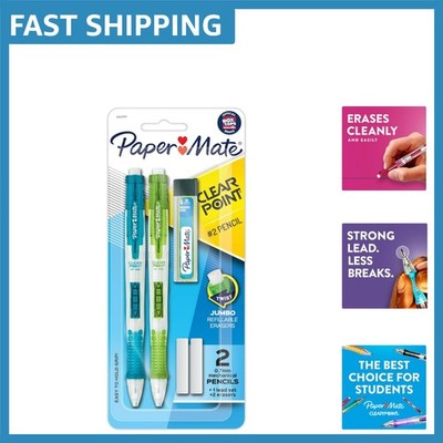Precision Writing Pack: 2 Clearpoint 0.7mm Pencils with Jumbo Erasers & Refills