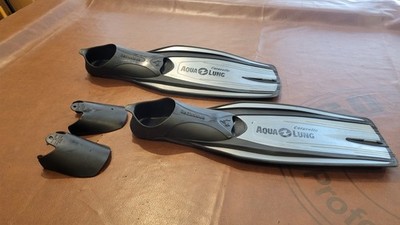 Caravelle Aqua Lung Swim Fins  Technisub Size 5-6 Italy 38-39 SILVER - EUC!