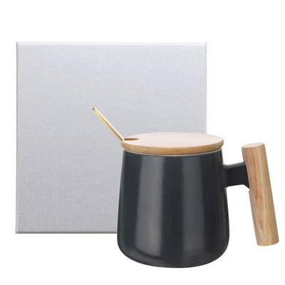 Para taza café cerámica 12.85 oz artesanal set caja regalo negro - Imagen 1 de 4