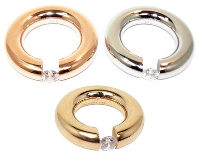 Damenring Edelstahl Brilliantschliff Spannring Ø 7mm Fingerring Partnerring Rose
