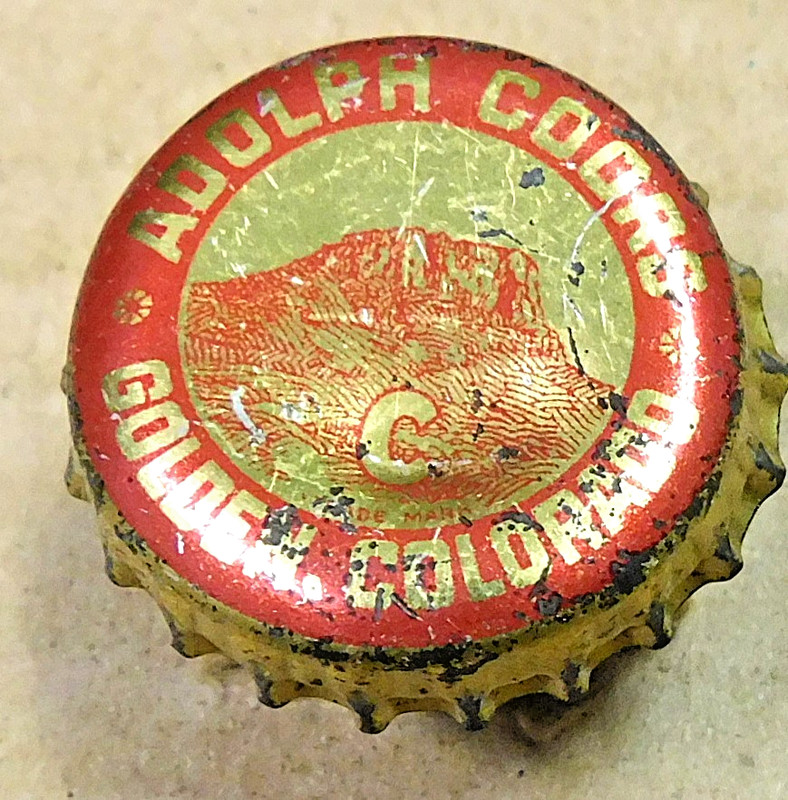 COORS beer bottle cap WITH CORK 1947-64 Golden CO