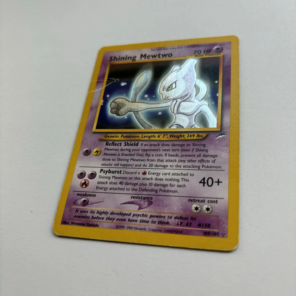 MP/HP Pokemon Shining Mewtwo 109/105 Neo Destiny Card 2000 Unlimited Secret Raro - Imagem 2 de 4