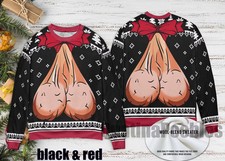 2026 Funny Jingle Balls Print Ugly Christmas Sweater Men Chicken with Stringl...