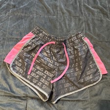 Justice Active Girls Sport Shorts Gray Pink Allover Logo Size 14