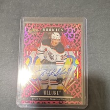 Upper Deck Allure 2022-23 Dylan Holloway Pink Leopard Auto Rookie Oilers #121