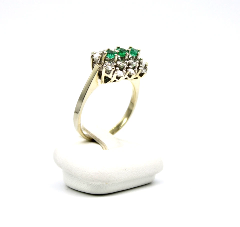 585 Weißgold Ring Smaragd Brillant 0,56 ct.  Damenring RW 53 - Bild 4 von 4