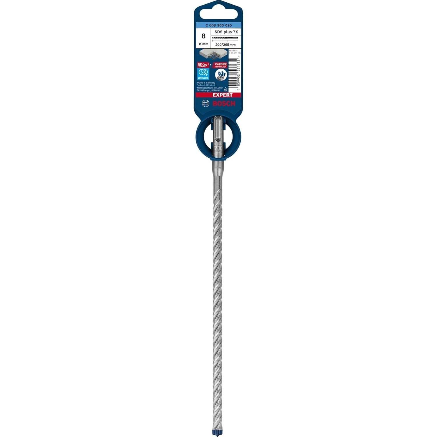 Bosch Expert SDS Plus-7X 8mm x 200/265mm Hammer Drill Bit for Hammer Drills