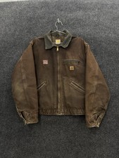Vintage Carhartt J97 CHT Detroit Jacket Blanket Lined Made In USA Mens XL Faded