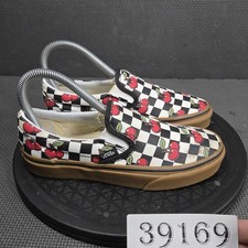 Vans Classic Slip-On Shoes Womens Size 5 Cherry Check Low Top Skate Sneakers